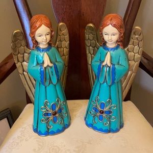 Vintage Norcrest paper mache angel pair, amazing condition, made in Japan, 1960